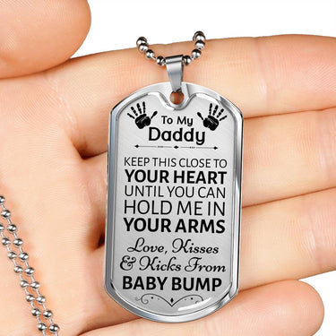 Daddy (From Baby Bump) Dog Tag Necklace - Love You This Much
